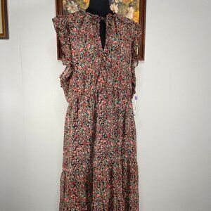 BB Dakota Steve Madden Maxi Dress Women's XXL Multicolor Floral Keyhole NWT